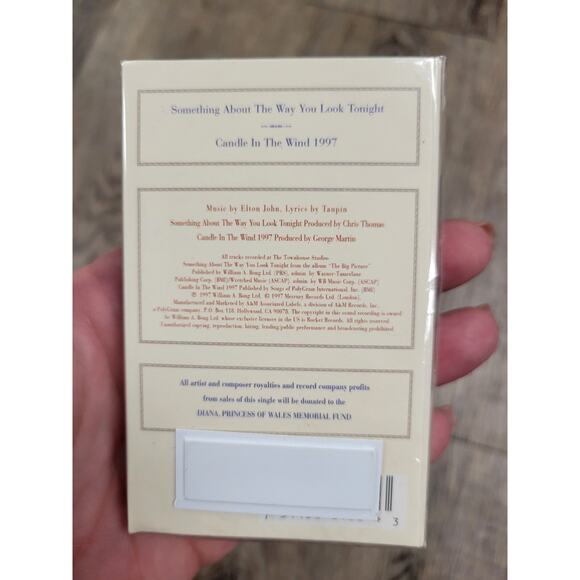 1997 Elton John Candle In The Wind in Memory of Princess Diana CASSETTE Tape NEW - Picture 3 of 4